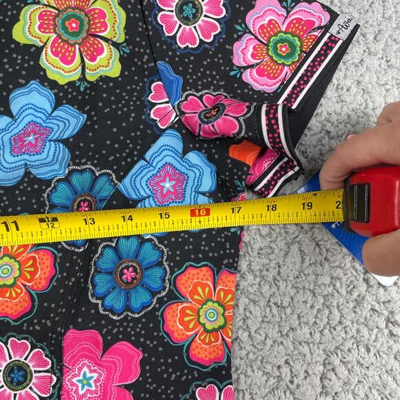 Ava Therese By Zavate Women's Scrub Top XS Colorful Floral Short Sleeve - Picture 5 of 8